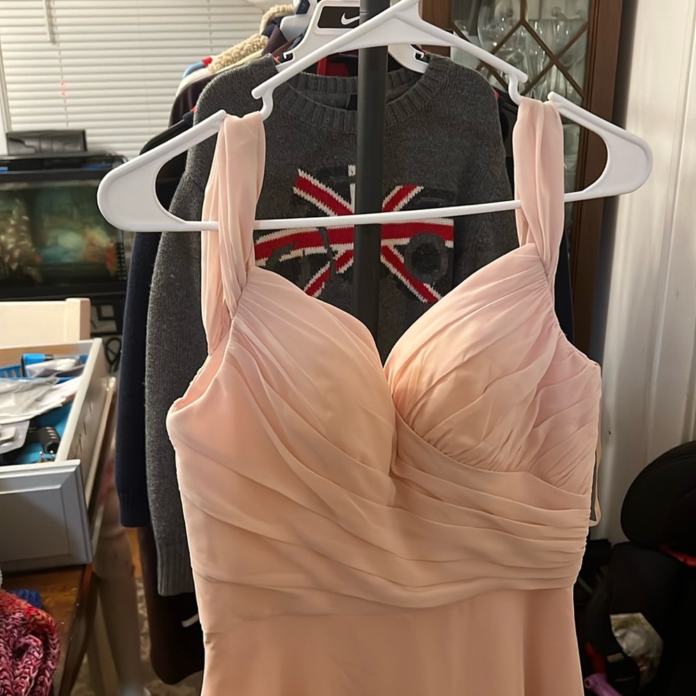 Long dress - blush pink - prom - wedding guest dress - corset inside - size 6